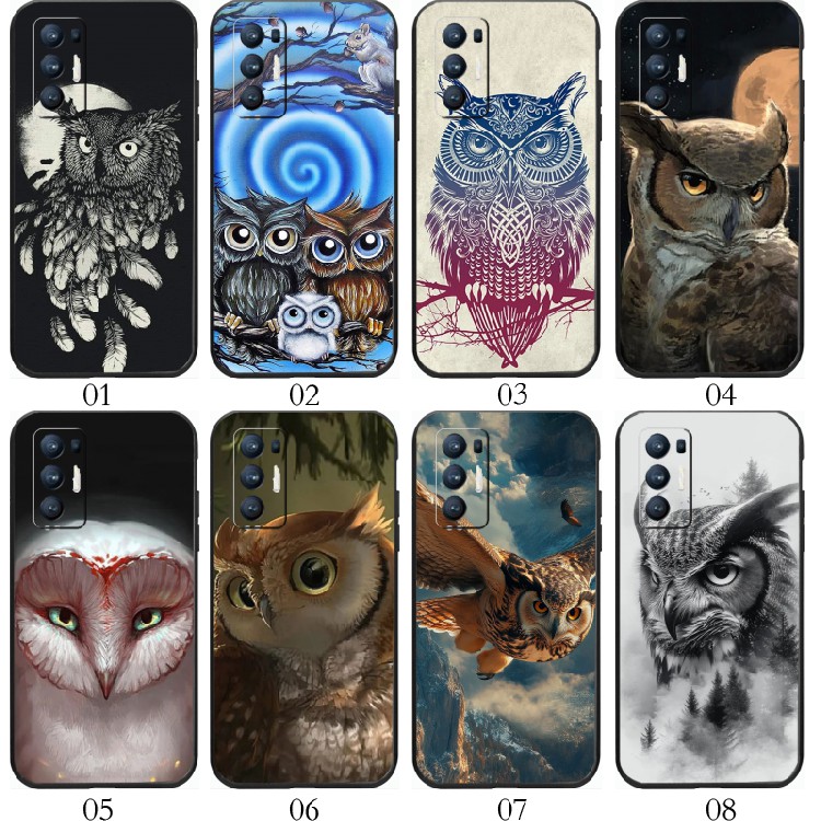 卡通猫头鹰 适用 红米 Note 9 4G/K50 至尊/10 pro/Note 11 SE/K60/realme V5/x7/V15/Q2/Q3/手机壳