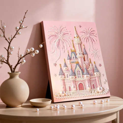 粉色城堡新款DIY钻石珍珠画
