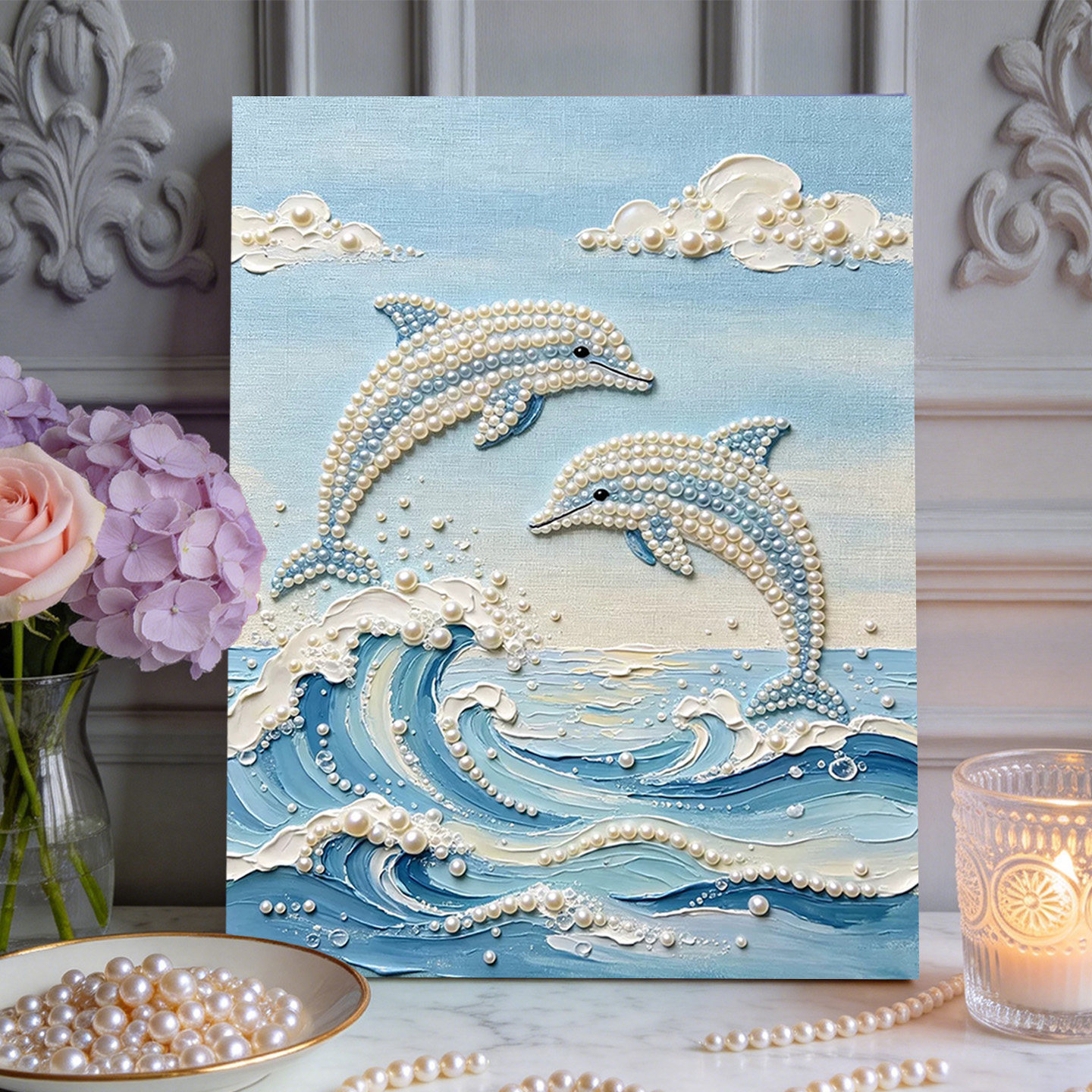 碧海珠海豚2026新款DIY珍珠画手工制作立体客厅钻石画高级装饰品