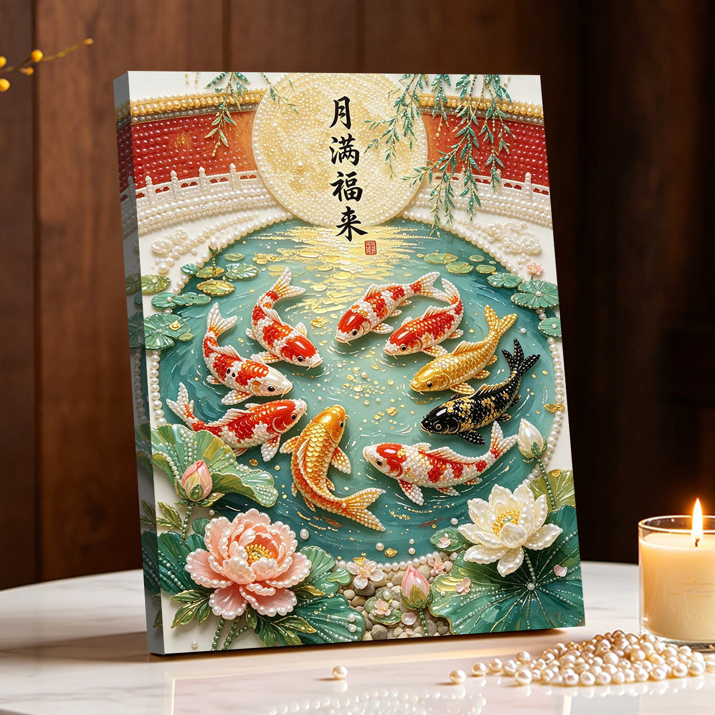 满福来锦鲤2026新款DIY珍珠画手工制作立体客厅钻石画高级装饰品