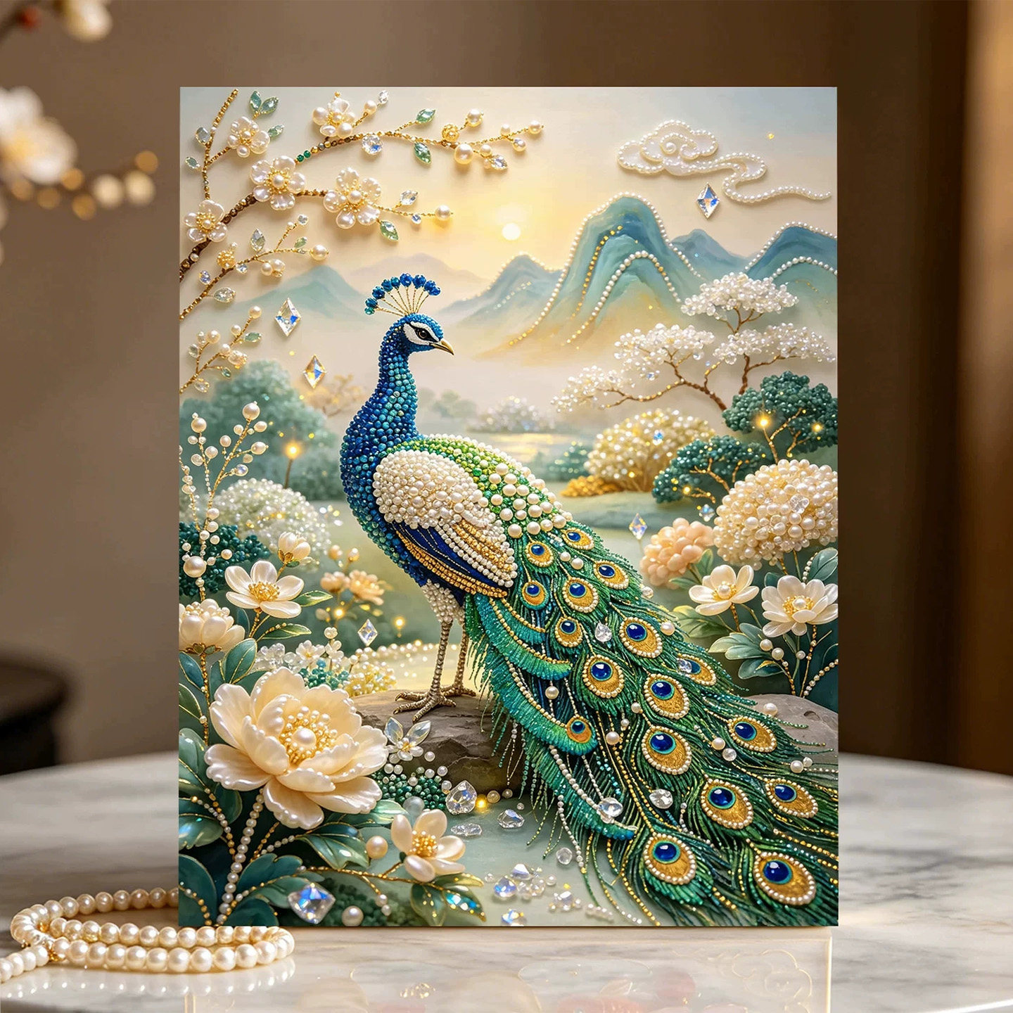 杜丹孔雀2026新款DIY珍珠画手工制作立体客厅钻石画高级装饰品