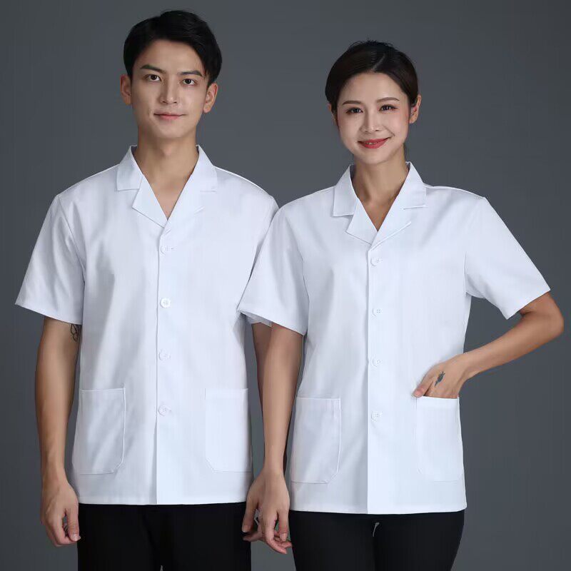 幼儿园学校食堂厨师工作服短袖夏季男女饭店餐厅火锅店厨房超薄食
