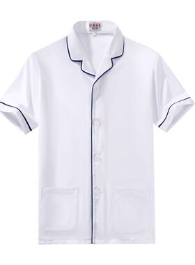 学校幼儿园厨师工作服短袖男食品厂食堂餐饮厨房工装白色夏装冰爽