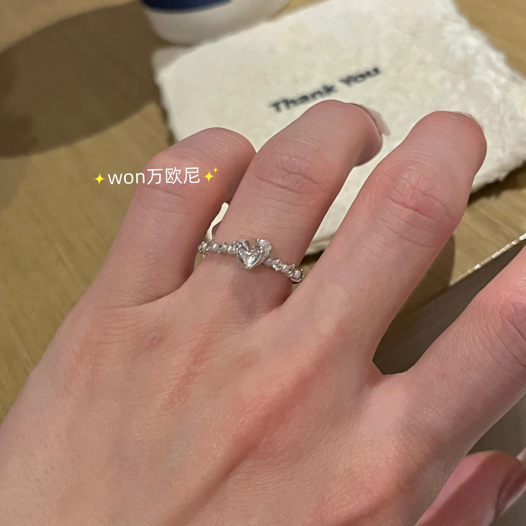 爱心闪闪满锆石戒指女轻奢精致百搭气质指环  主 J749
