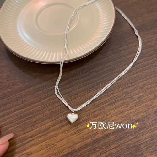 轻奢爱心双层锁骨链女款