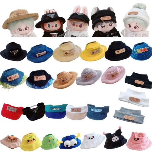 17cm拉布布labubu娃衣服自嘲熊哭娃lulu猪10厘米棉花娃娃渔夫帽