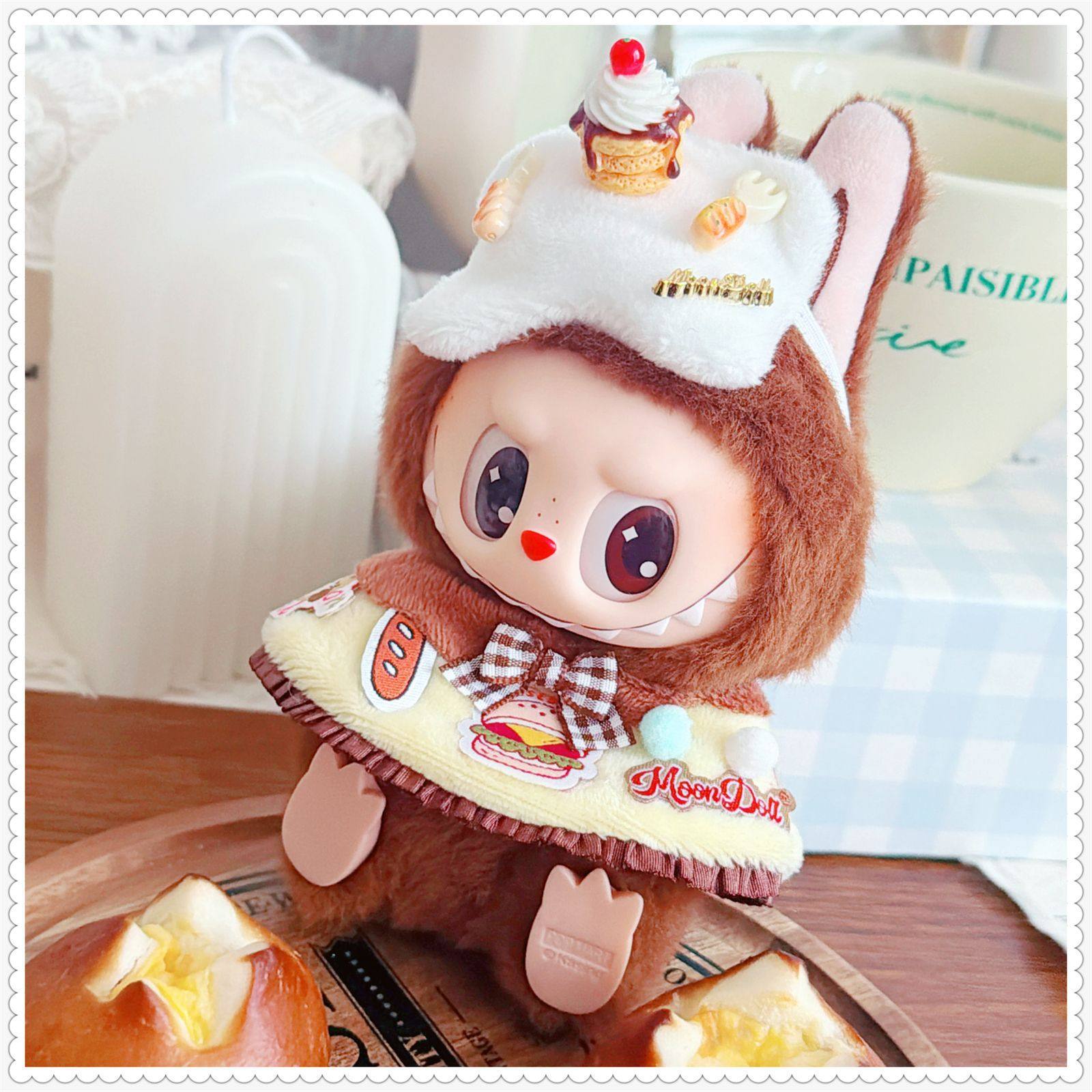 一二三代labubu娃衣17cm拉布布坐坐派对装扮焦糖布丁头饰斗篷披肩,模玩/动漫/周边/娃圈三坑/桌游,棉花娃娃/毛绒玩具娃衣,淘宝优惠券,粉丝福利购,淘宝优惠卷