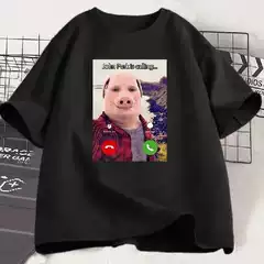 John Pork Is Calling Funny Oversized Graphic T-Shirt