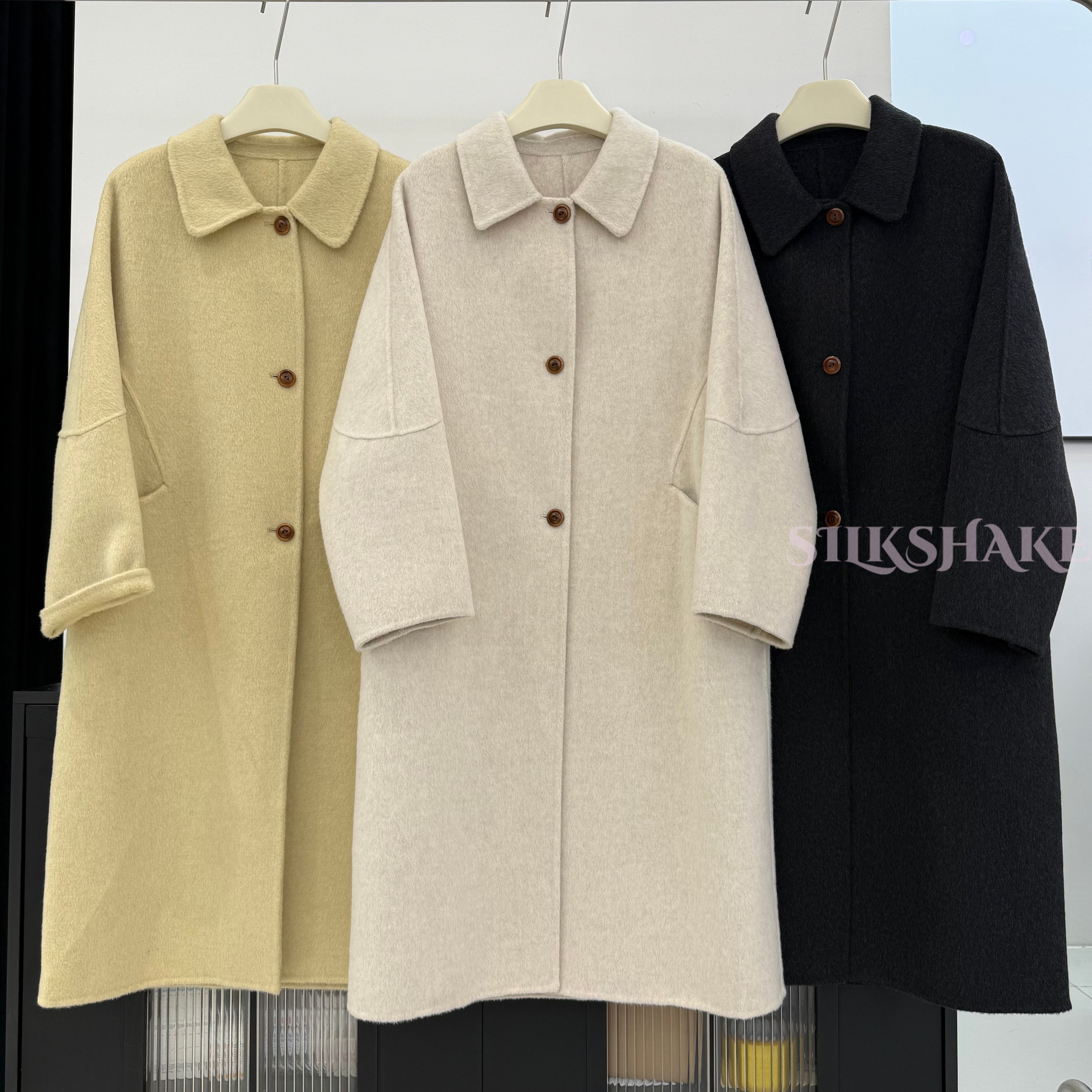 通勤双面羊绒大衣中长款