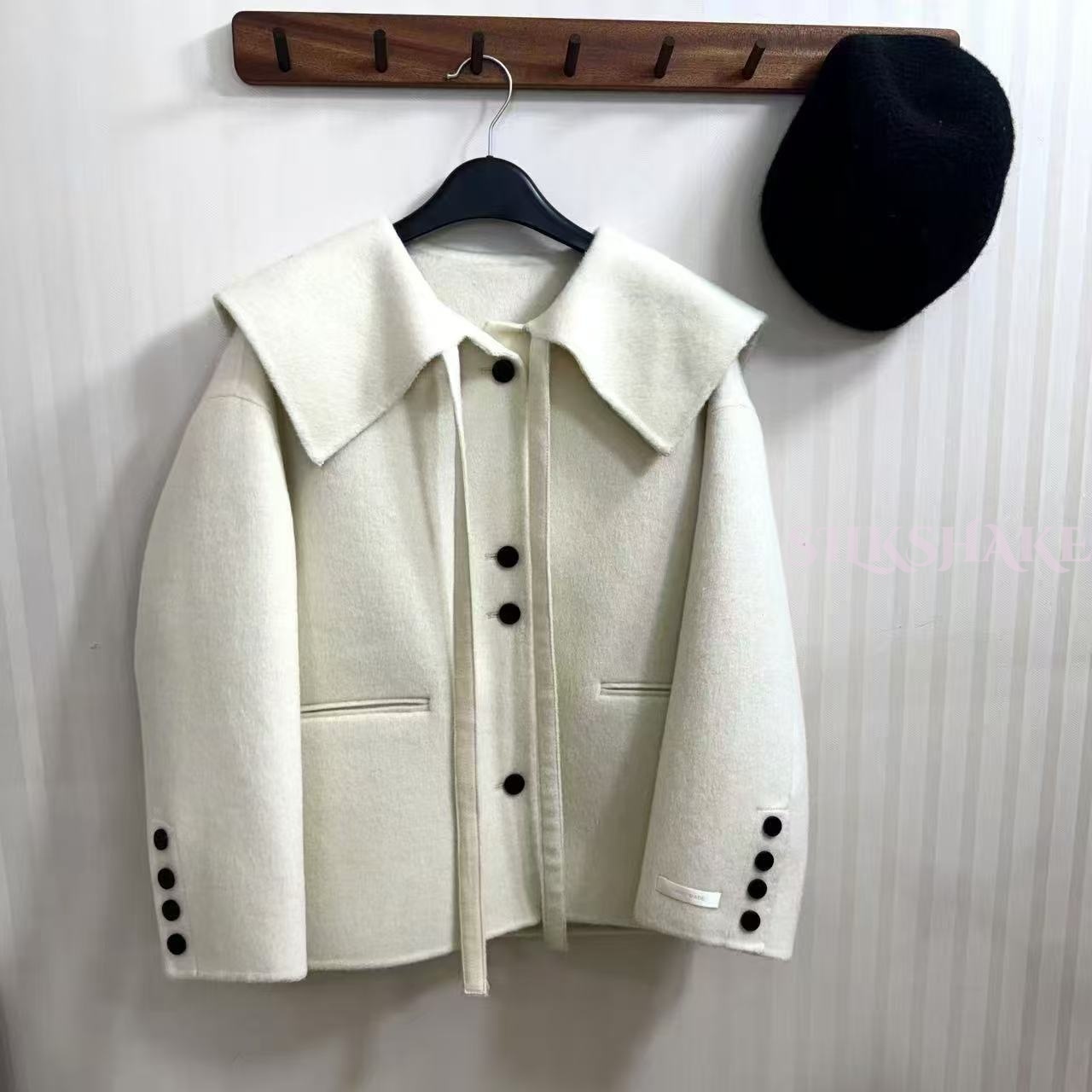 法式极简风海军领双面羊毛大衣