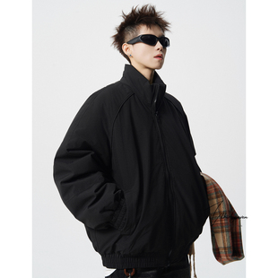 V37美式潮牌宽松立领机能风棉衣男冬季新款保暖加厚休闲棉服外套