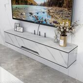 实木极窄挂墙电视柜岩板壁挂式 悬挂卧室小户型机顶盒路由器置物架