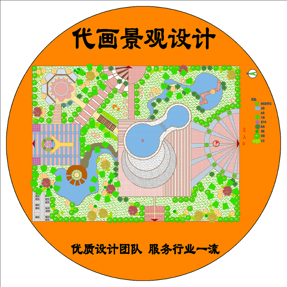 代画cad园林景观设计别墅造景总平面图植物配备表绿化p图HOT产品3