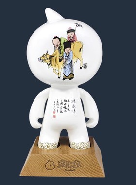阿里库淘公仔20cm陶瓷摆件手绘开业乔迁桌面客厅创意礼品精美包装