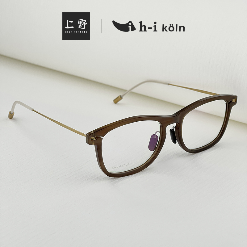 德国正品H-I KOLN天然牛角钛金属纯手工打造时尚超轻眼镜框架S349