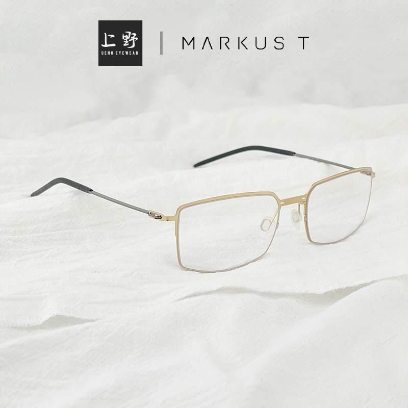 德国正品MARKUS T/玛吉仕超轻15g长方形男士商务金丝边眼镜L1 032
