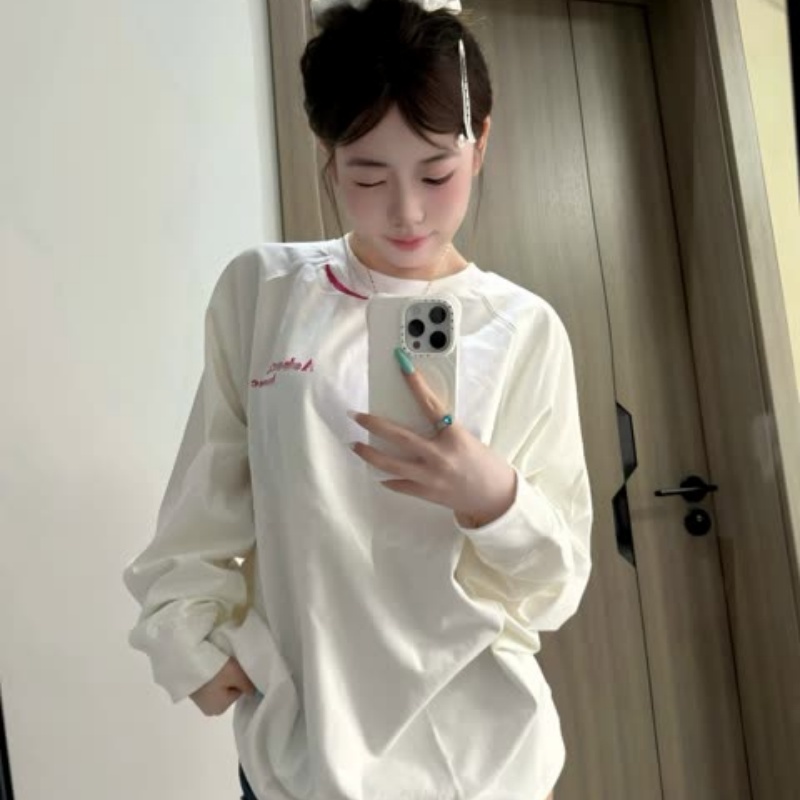 美式潮牌幻影字母印花长袖t恤女秋季爆款宽松圆领设计感小众上衣