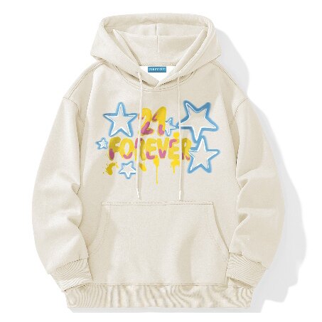 FOREVER21【star星系列】星星涂鸦Logo宽松情侣连帽外套男女同款