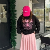 2025春秋冬潮牌圆领卫衣女韩版 小雏菊字母印花设计感宽松男女同款