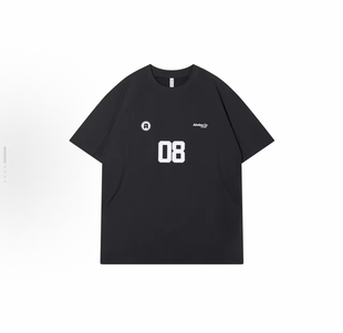 OWOX 美式复古运动风字母套头圆领宽松短袖T恤 男女同款