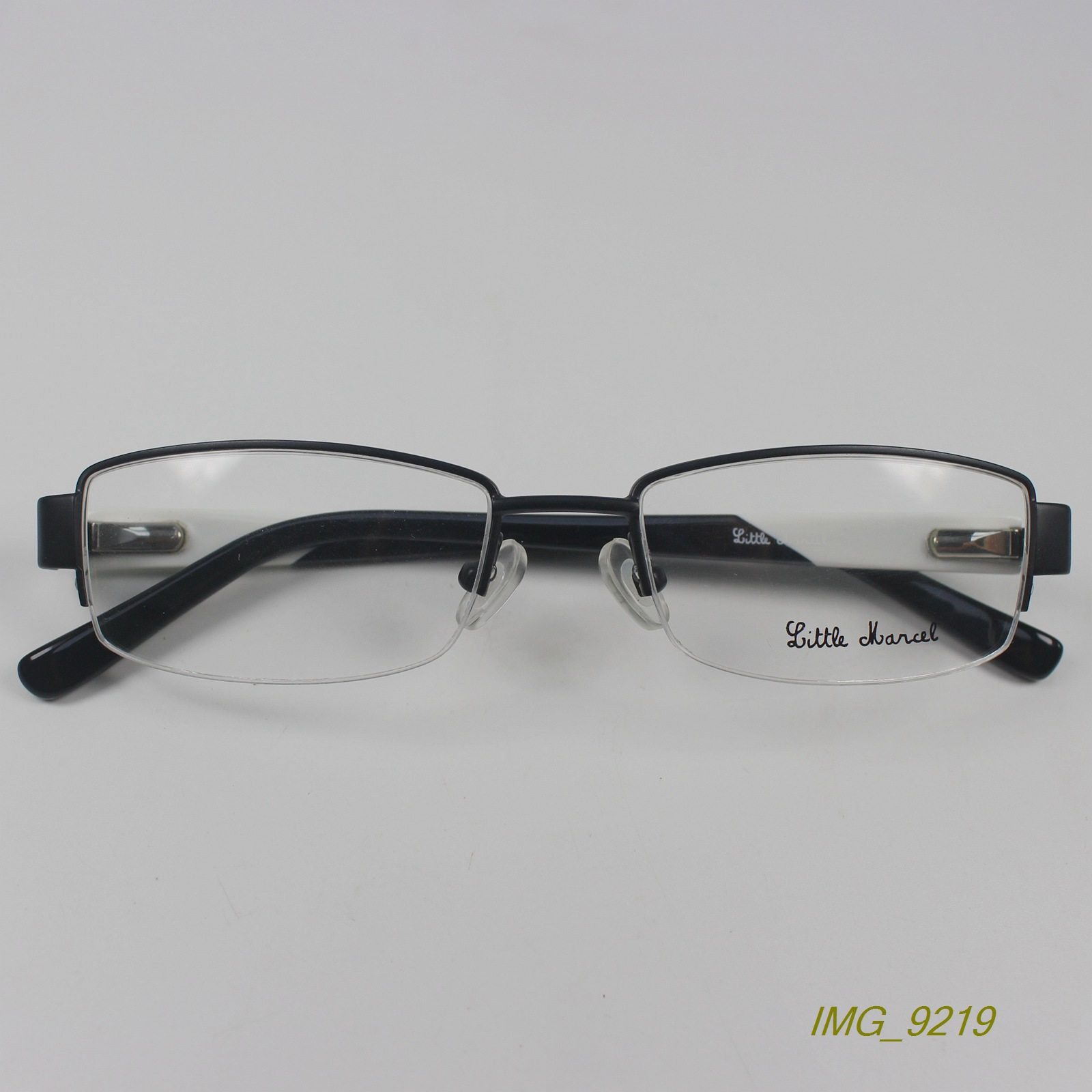 法国单留样精致商务小方半框近视眼镜架金属板材眼镜框哑黑色4013