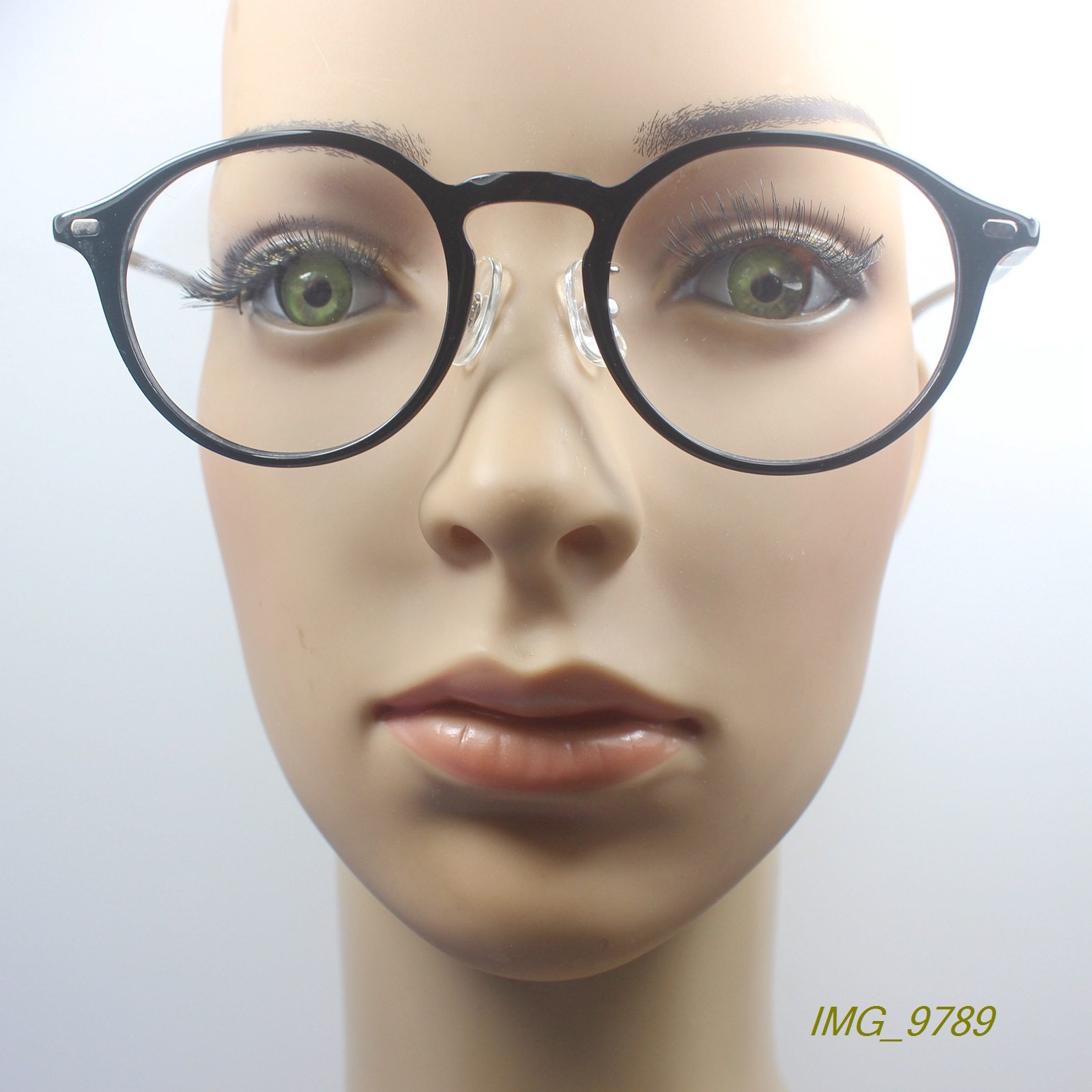 出口留样轻盈TR90框板材腿近视眼镜架时尚复古圆文艺眼镜框黑色