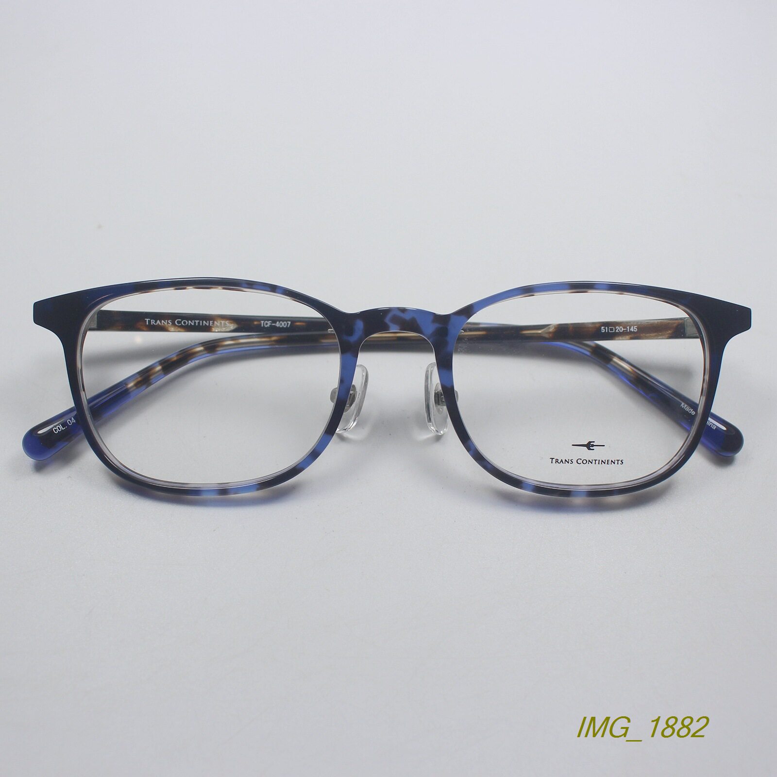 高品质外贸板材铆钉近视眼镜框时尚经典方框潮眼镜架蓝花色4007