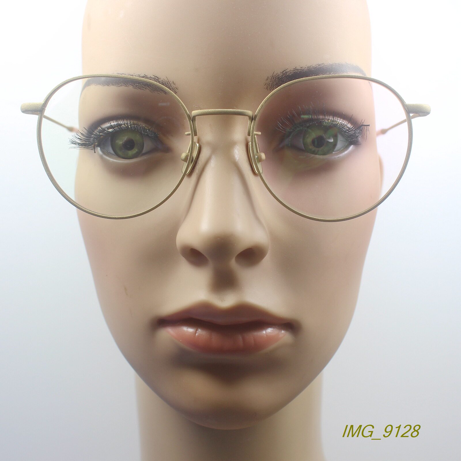 外贸韩版超轻铝钛近视眼镜框复古圆可配片文艺女眼镜架磨砂金6022