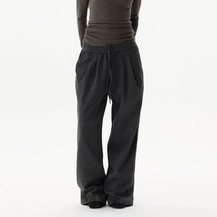 子情侣潮 男女高级感痞帅垂感裤 BY美式 复古休闲羊毛混纺卫裤