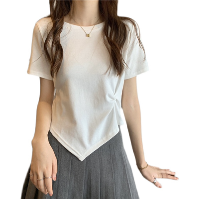 正肩短袖t恤女ins潮别致