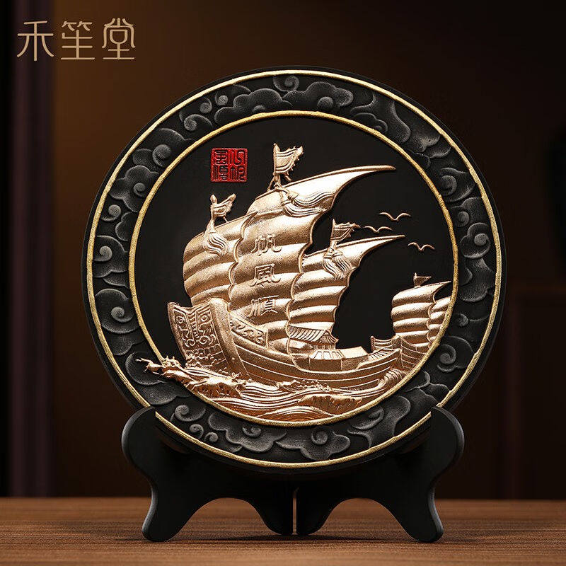 禾笙堂一帆风顺活性炭雕摆件创意家居装饰品客厅玄关电视柜酒柜摆