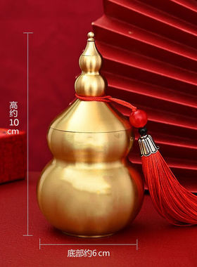 古雅善缘黄铜瓶创意葫芦家居摆件复古工艺品【升级款】铜瓶高约10