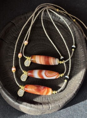 【微瑕·狂漏】天然缠丝玛瑙天珠项链自然线条流淌唯美多样性发货