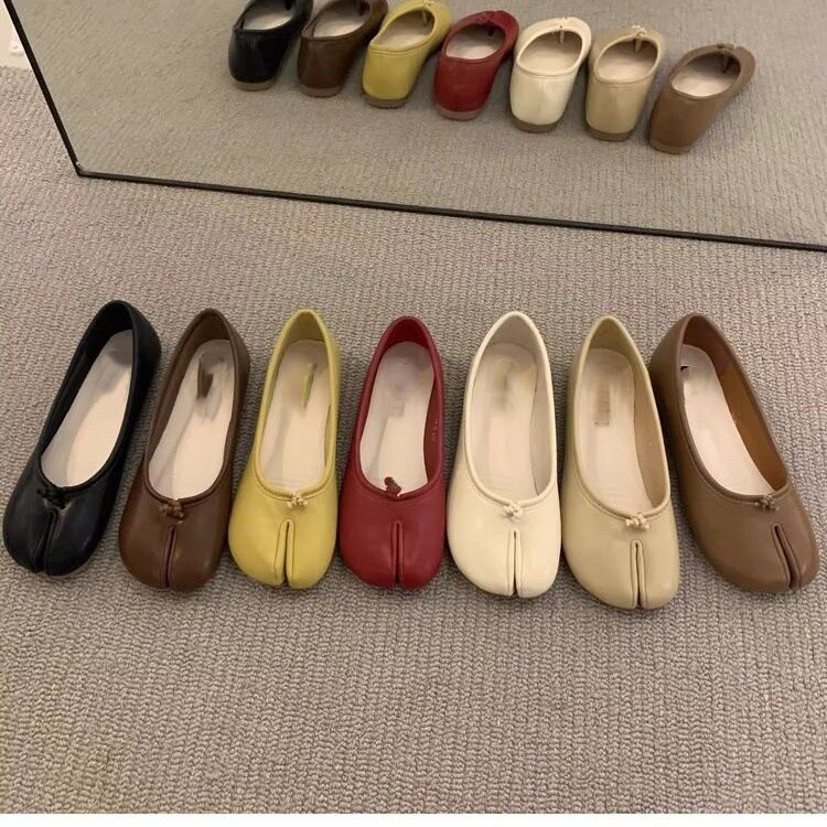 设计感小众2025新款平底船鞋法式复古马蹄分趾奶奶单鞋女秋季鞋子