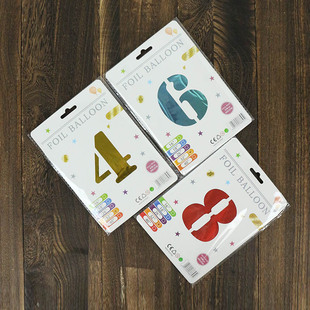32寸数字气球独立纸卡包装美版瘦体铝膜飘空精包装铝箔生日气球