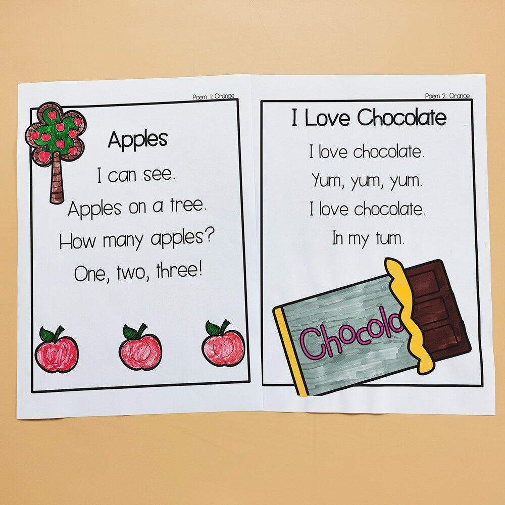 英文儿歌小诗幼儿童英语启蒙入门阅读理解练习美国趣味涂色作业纸