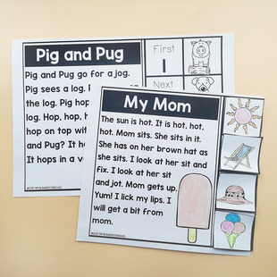 儿童英语英文短文故事排序阅读理解强化练习美国趣味涂色作业纸