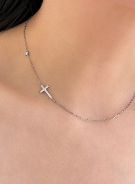 新品88折】不掉色超细十字架项链冷淡风细链条锁骨链小众简约颈链