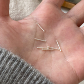 大米饰品 925纯银养耳洞耳钉女小巧迷你双头耳棒耳骨钉简约耳饰