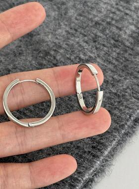 大米饰品】银色素圈高级感轻奢气质法式圈圈耳环2024新款轻奢简约