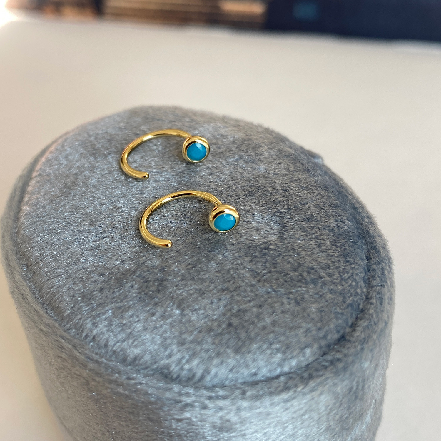 大米饰品】s925纯银C形耳圈绿松石耳钉2025新款爆款高级小众耳环,饰品/流行首饰/时尚饰品新,耳钉,淘宝优惠券,粉丝福利购,淘宝优惠卷