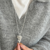 大米饰品 日韩小众银色葡萄串长款 项链冷淡风简约吊坠毛衣链配饰