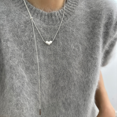 清冷爱心磨砂长款项链