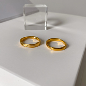 大米饰品 戒指女小众设计两面花纹素圈复古ins潮不掉色时尚 欧美