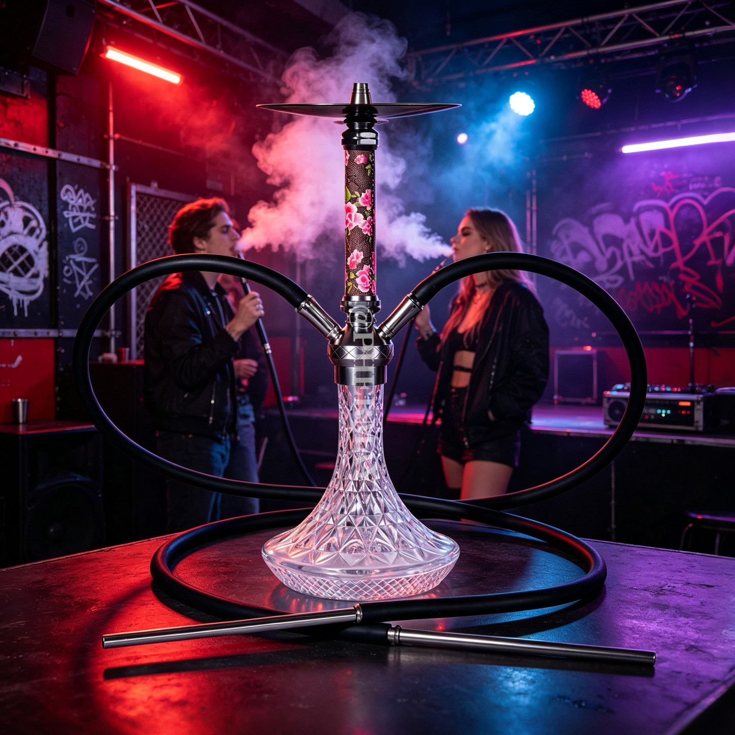 阿拉伯新款双管水烟壶大烟雾双管 多管酒吧HOOKAH套装合金SHISHA