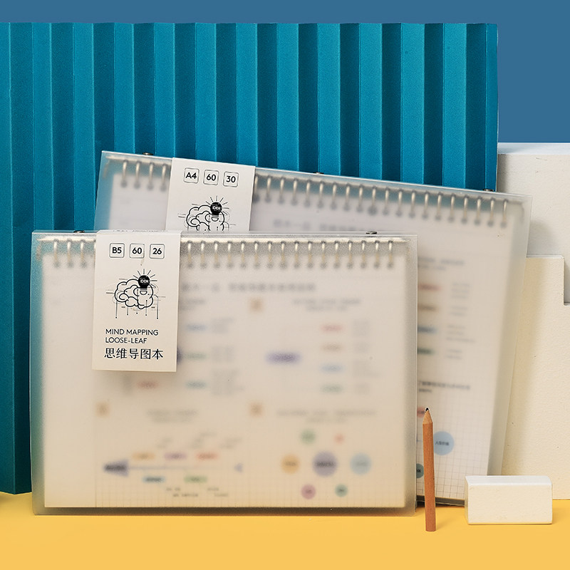 包邮A4思维导图本学生用学习计划网格活页本简约PP面双线圈笔记本