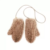 丹麦帕斯条水貂毛皮草毛毛球帽 皮草手套