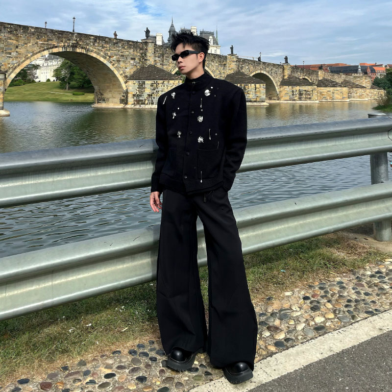 轻奢法式双层领垫肩亮片毛衣