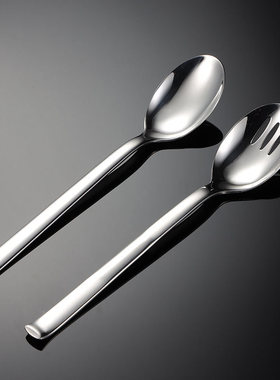 304不锈钢加长分餐勺漏公勺餐厅自助餐具镜面抛光酒店用品西餐具