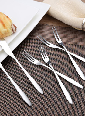 水果叉套装创意可爱304不锈钢小叉子家用欧式插果签水果点心叉